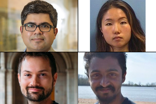 (Clockwise from top left) Rajan Chakrabarty, Esther Koh, Benjamin Sumlin and Nishit Shetty received NASA’s Group Achievement Award. (Images courtesy of Rajan Chakrabarty)