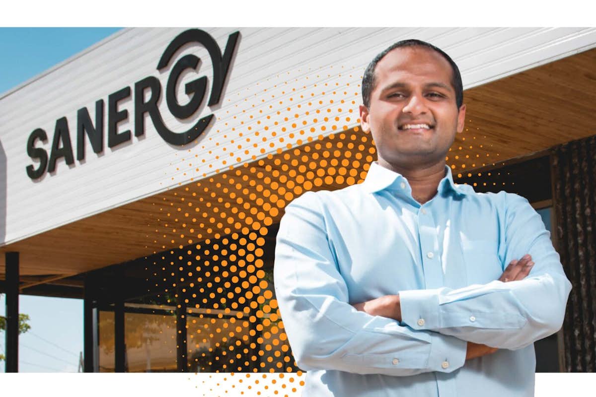 Ani Vallabhaneni is co-founder of Sanergy. Photo by Alissa Laurie, collage by Monica Duwel
