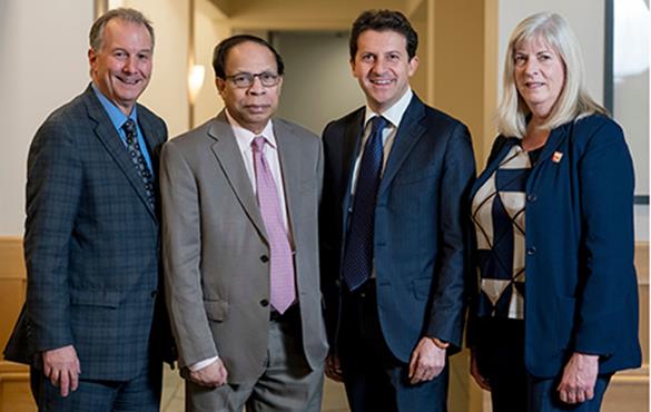 (From left): Dean Aaron Bobick, Santanu Das, Bruno Sinopoli, Marion Crain. Photo credit: Whitney Curtis