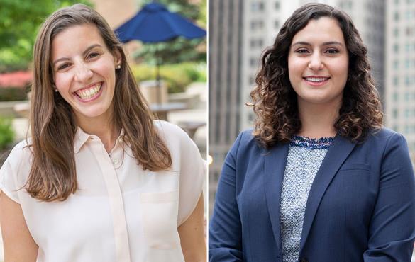 Above: Jodi Small, left, and Nicole Joison earned bachelor's degrees in biomedical engineering and took part in the Abbott Laboratories' Operations Professional Development Program. Below: Small and Joison attend the 2018 SWE Conference.