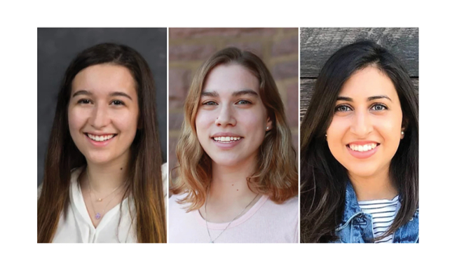 Members of the winning BME senior design team are, from left, Gaby Altman, Cecily Adler and Anisha Shah.