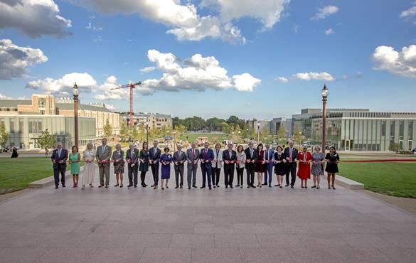 Washington University's East End Transformation was officially dedicated Oct. 2 with a special ceremony and ribbon cutting. The capital project is the largest in recent university history. (Photo: Joe Angeles/Washington University)