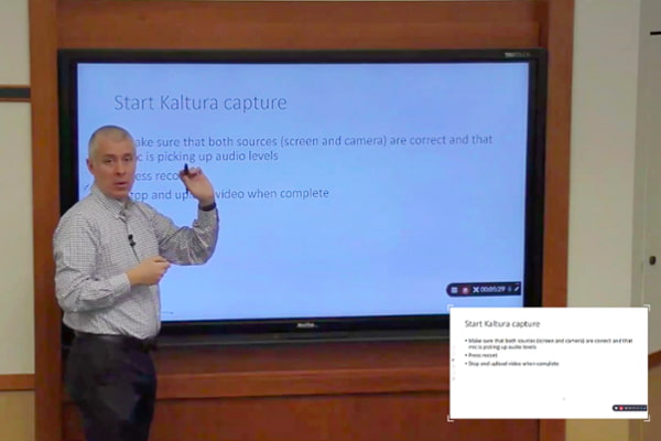 Jason Crandall demonstrates to faculty how to use available technology to enhance their lectures during an online demonstration. Image courtesy McKelvey Engineering