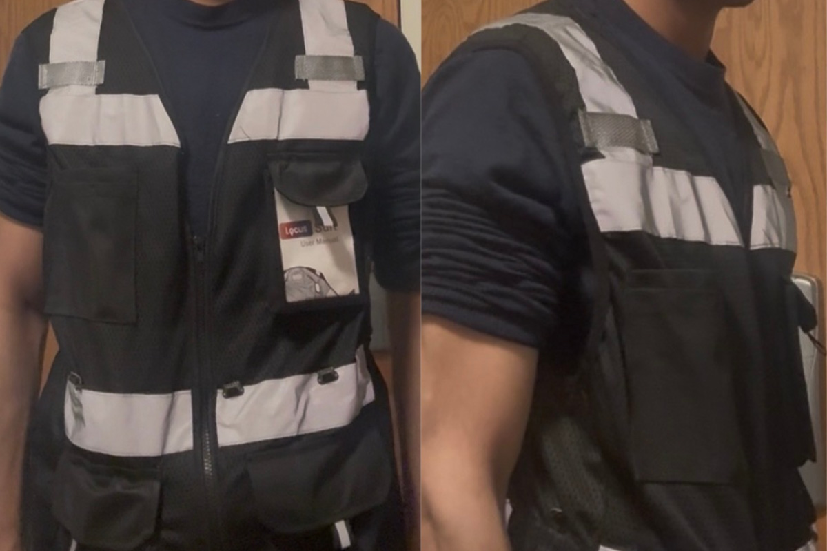 A team member wears the Locus Suit.