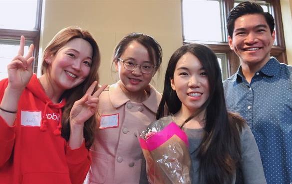 Ye, third from left, at the 2019 Association of Faculty Women award ceremony.