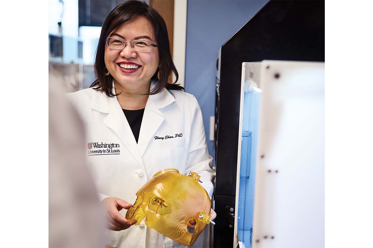 Hong Chen, her collaborators and her lab members have been using focused ultrasound to deliver drugs to the brain, to treat brain diseases and to aid in noninvasive brain liquid biopsy for the molecular diagnosis of brain diseases. Photo by Douglas Garfield