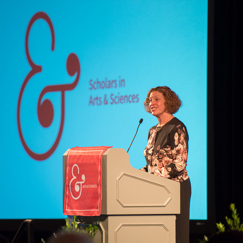 Andy speaking at the Arts & SciencesScholarship Dinner in 2017