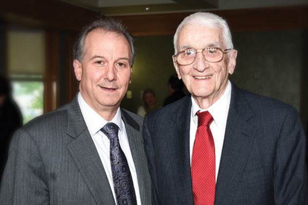 From left: Aaron Bobick and Jerome Cox in 2016. WashU photo.